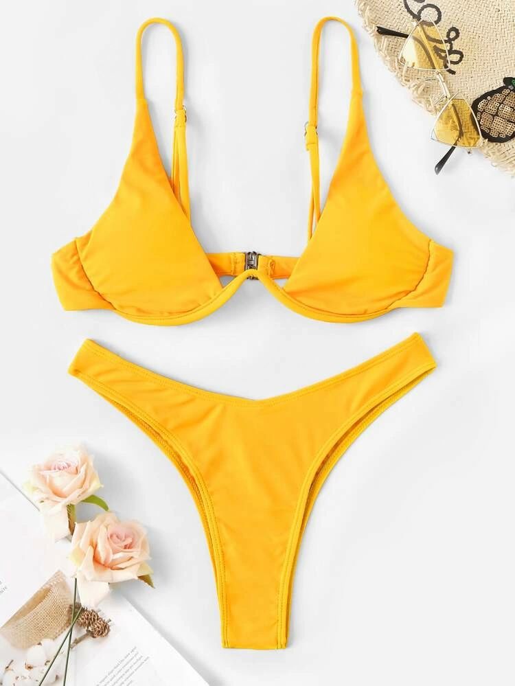 Underwire Bikini Swimsuit -Yellow | Voile et lumiere | Online Store