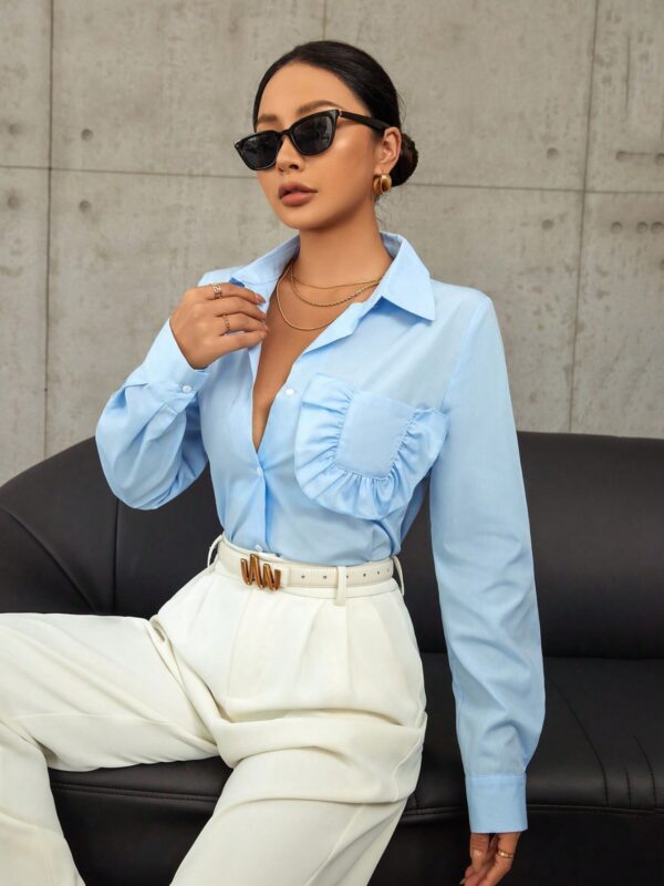 Long Sleeve Shirt With Ruffle Edge