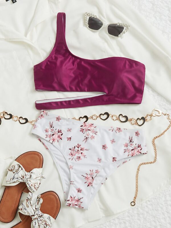 Multicolor cut out swimsuit set