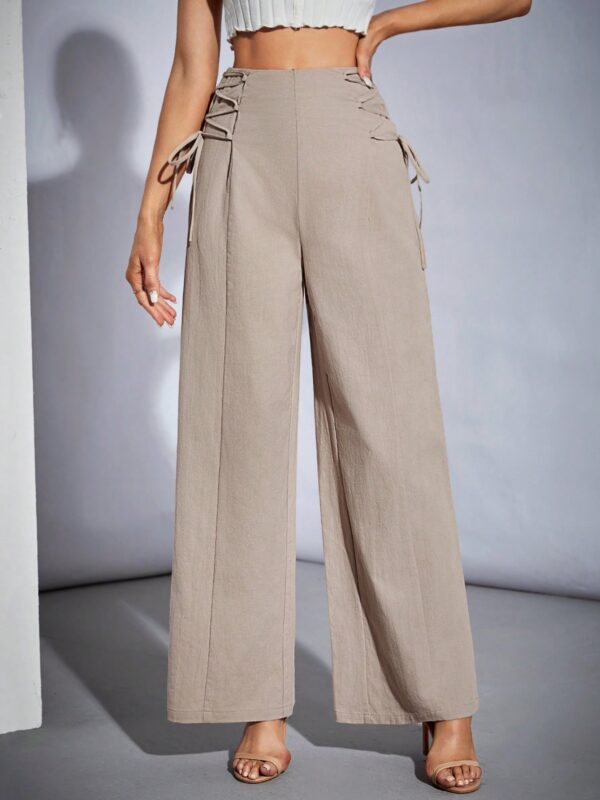 High-Waisted Workwear-Style Wide-Leg Trousers