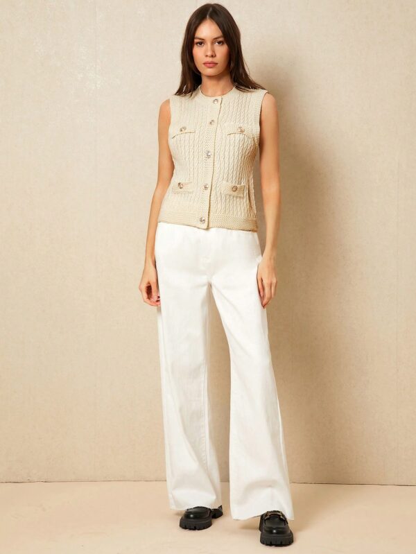 Knitted Tops With Metal Button