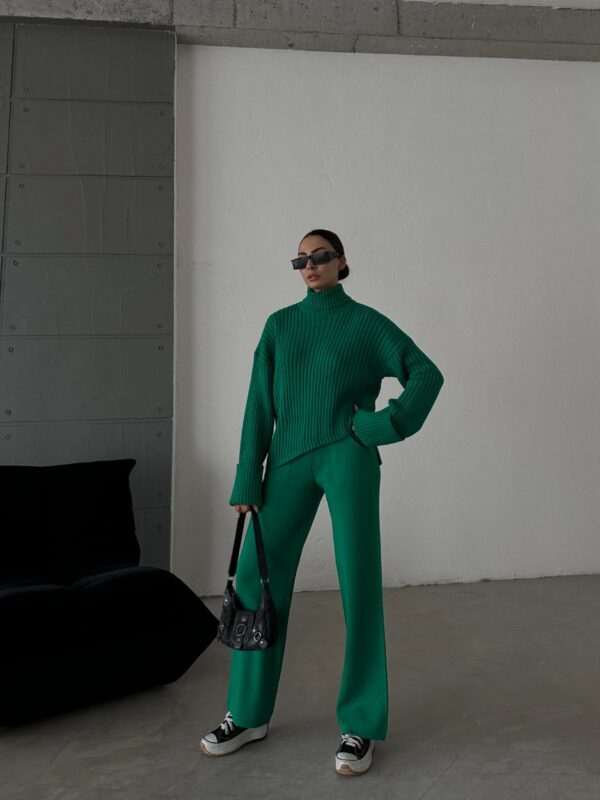 Asymmetrical Turtleneck & Straight Cut Pants Set