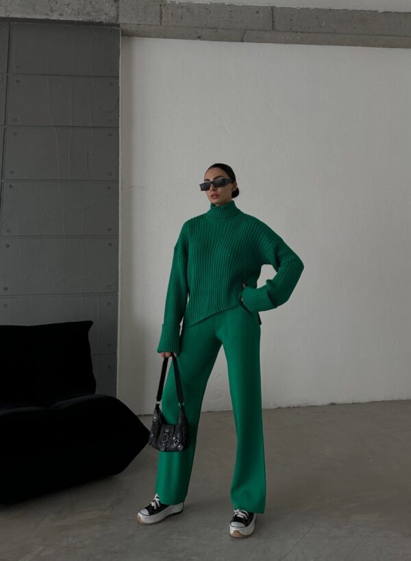 Asymmetrical Turtleneck & Straight Cut Pants Set