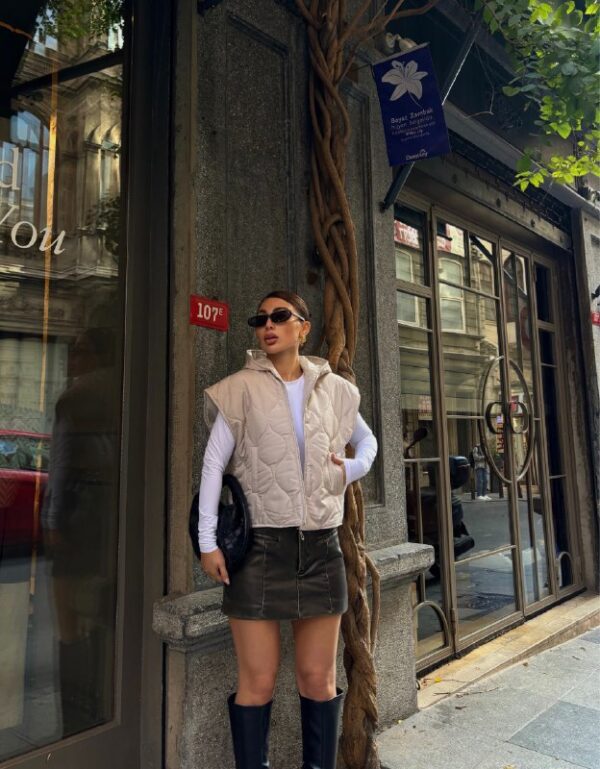 Hooded Zip Up Casual Vest Coat