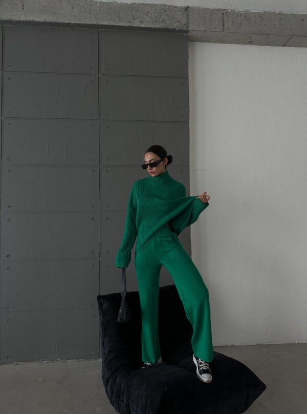 Asymmetrical Turtleneck & Straight Cut Pants Set