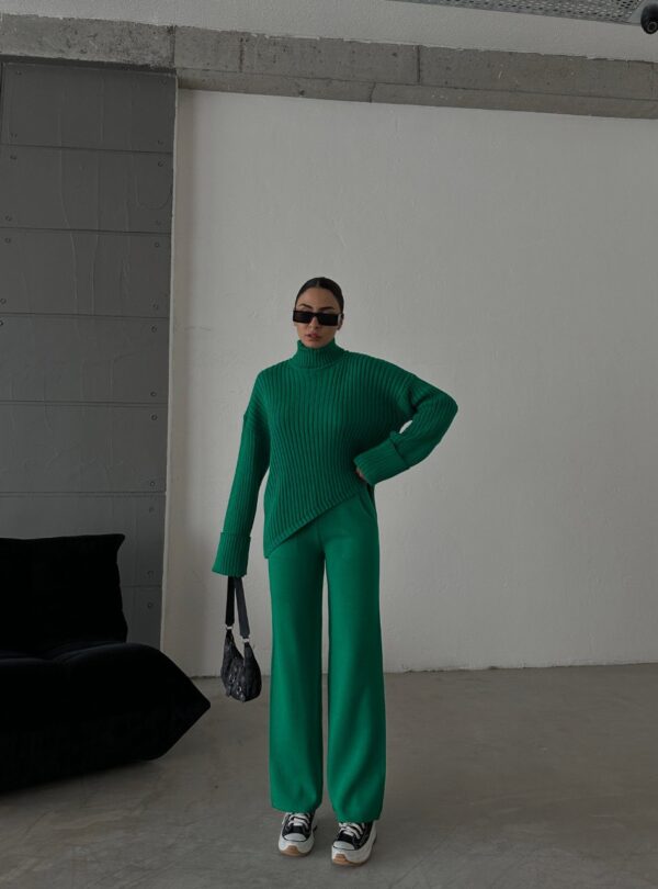 Asymmetrical Turtleneck & Straight Cut Pants Set