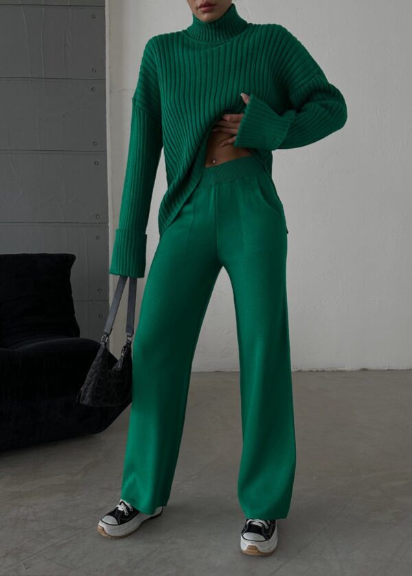 Asymmetrical Turtleneck & Straight Cut Pants Set