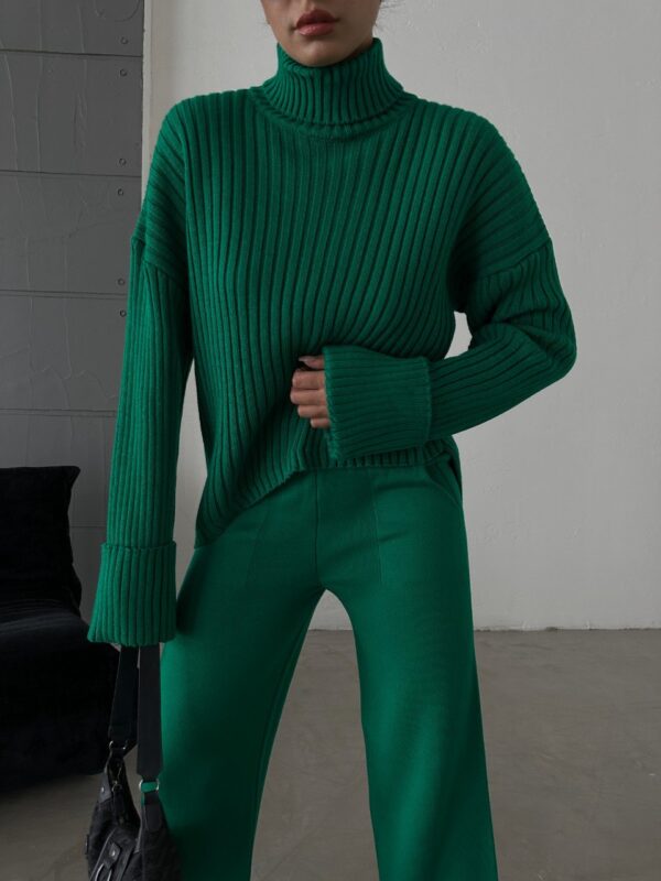 Asymmetrical Turtleneck & Straight Cut Pants Set