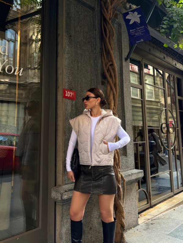 Hooded Zip Up Casual Vest Coat