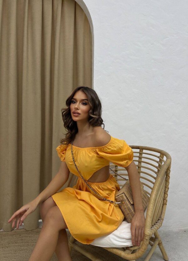 Cut Out Shoulder Short Sleeve Dress