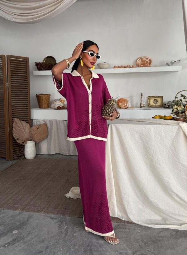 Tricot Shipe Detailed Shirt And Skirt Set