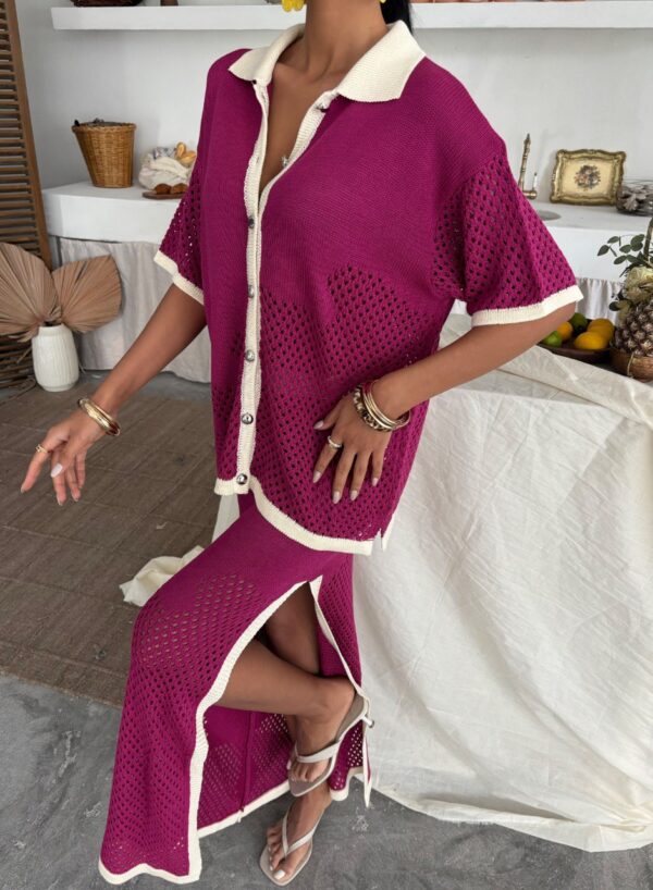 Tricot Shipe Detailed Shirt And Skirt Set