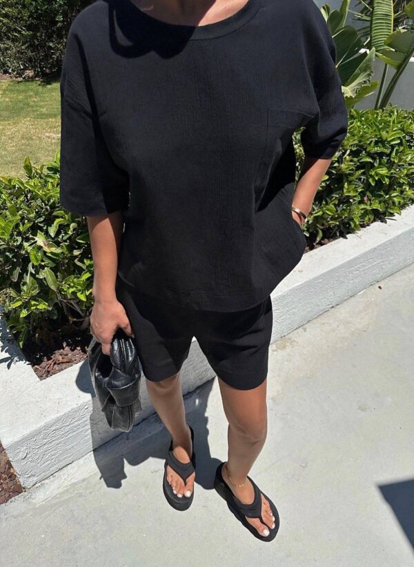 Drop Shoulder Shirt And Shorts Summer Set
