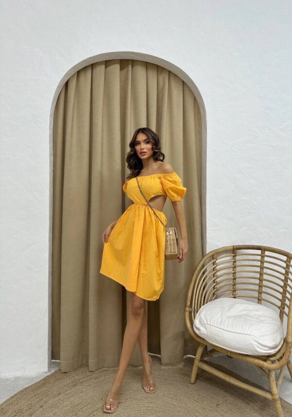 Cut Out Shoulder Short Sleeve Dress