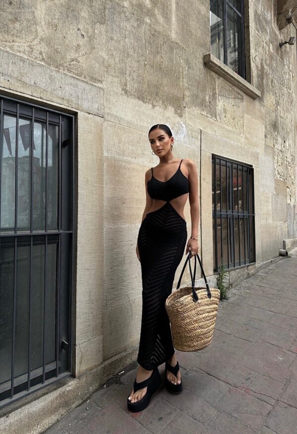 Cut Out Bodycon Sheer Backless Dress