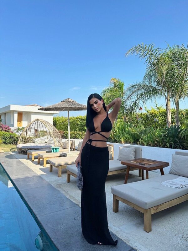 Waist Tie Crop Top and Maxi Skirt Set