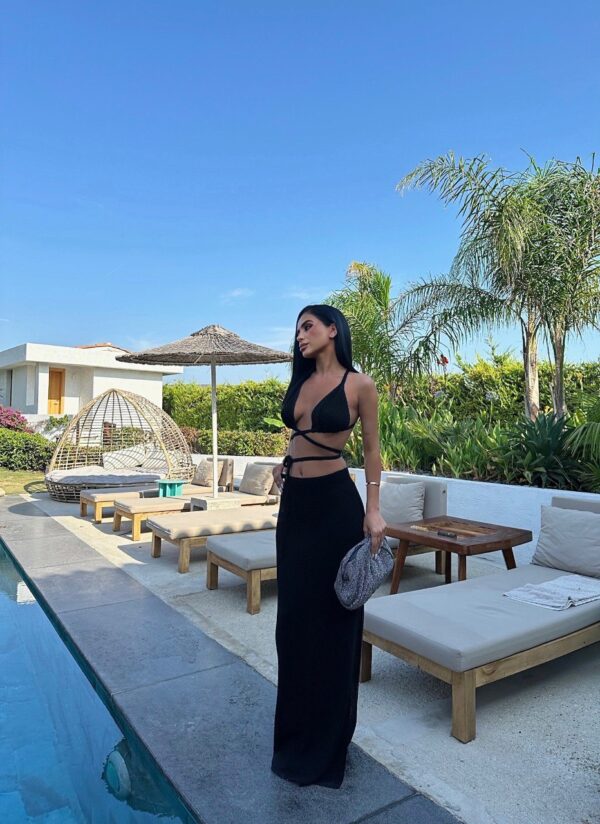 Waist Tie Crop Top and Maxi Skirt Set