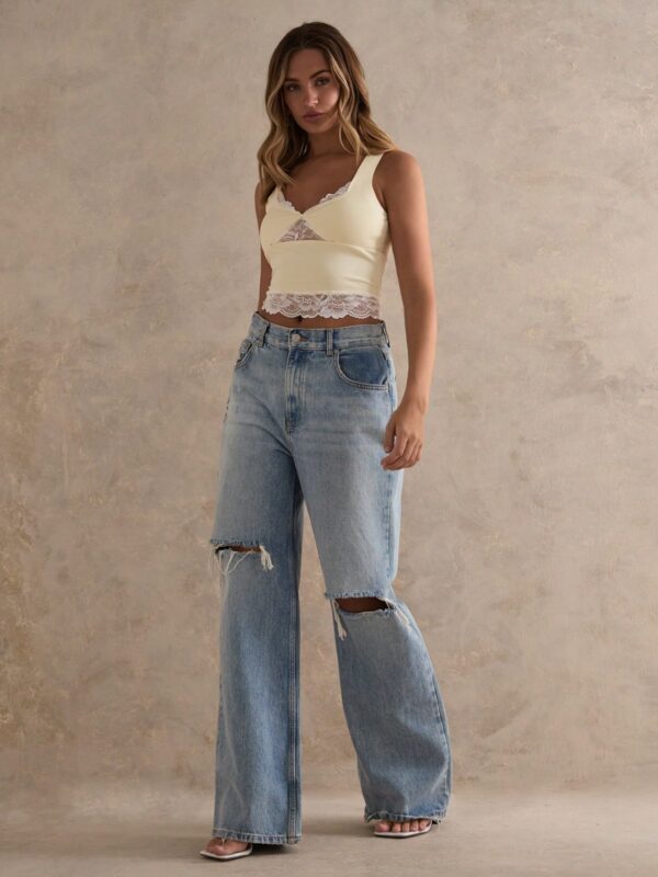 Fitted Sexy Lace Panel Crop Top