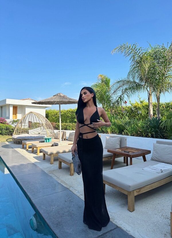 Waist Tie Crop Top and Maxi Skirt Set