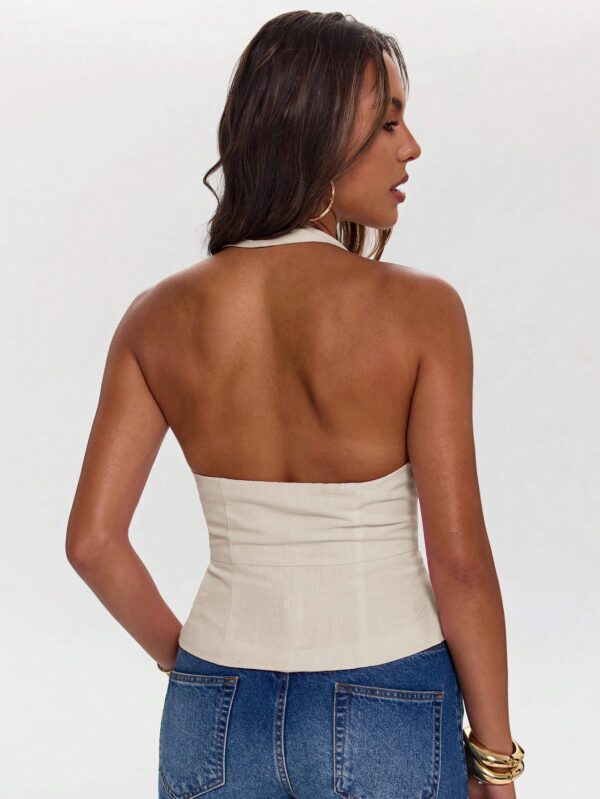 Solid Color Halter Backless Tight Fit Casual Sleeveless Tops
