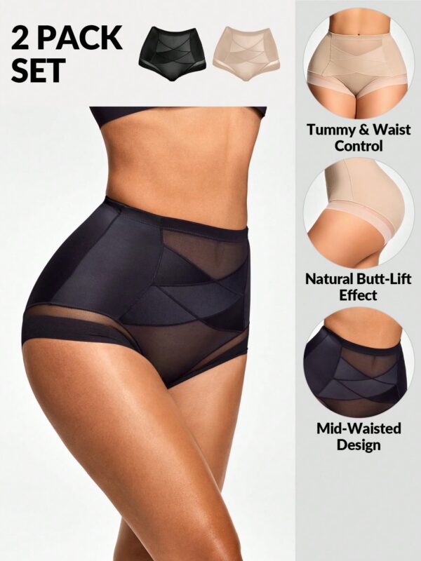 2pcs Mesh Patchwork Slimming Shapewear Set