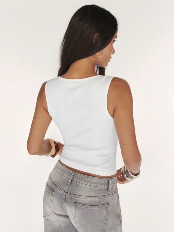 Casual Beaded Decoration Slim Fit Crop Top