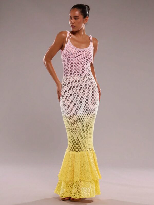 Long Double Layers Ruffle Dress