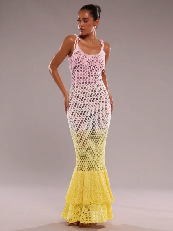 Long Double Layers Ruffle Dress