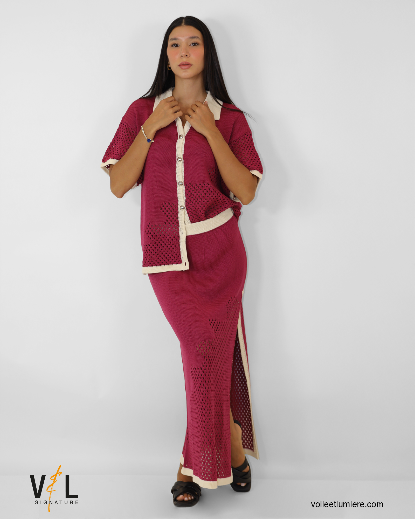 Tricot Shipe Detailed Shirt And Skirt Set