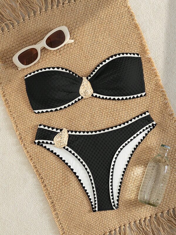 Textured Halter Bikini Set