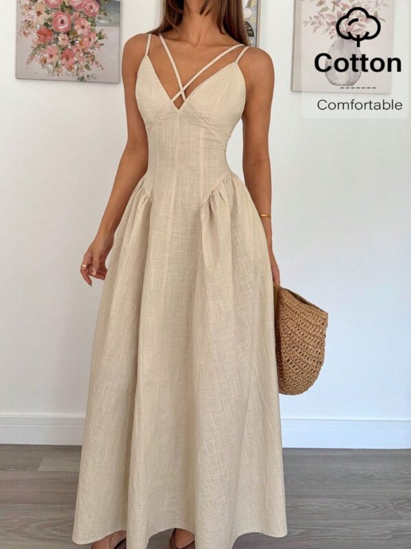 Crossover Design Ruffle Elegant Dress