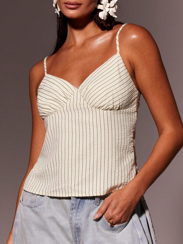 Fashion Casual Textured Striped Camisole Top
