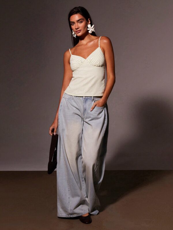 Fashion Casual Textured Striped Camisole Top