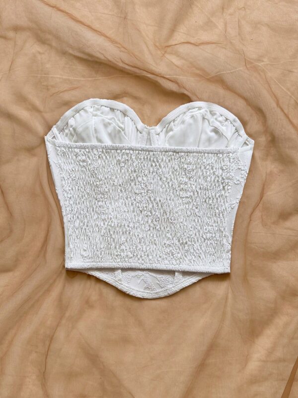 Jacquard Fabric Floral Unpadded Tube Top