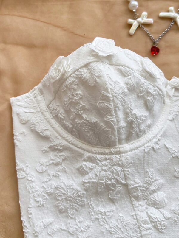 Jacquard Fabric Floral Unpadded Tube Top