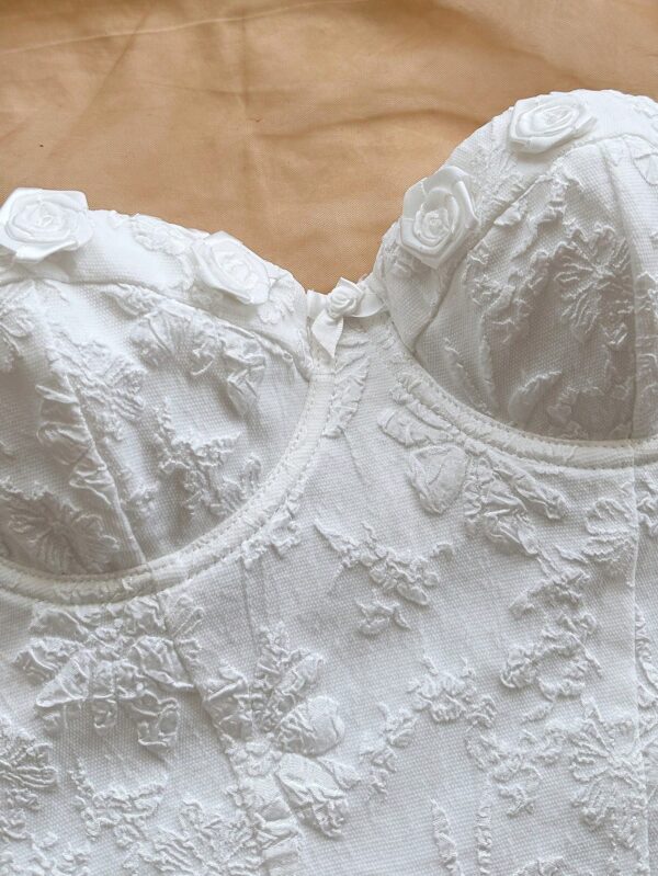 Jacquard Fabric Floral Unpadded Tube Top