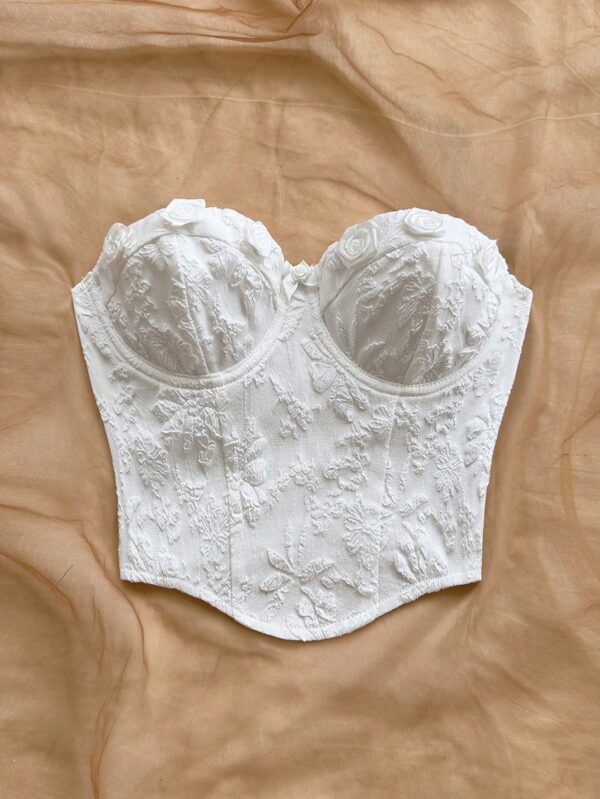 Jacquard Fabric Floral Unpadded Tube Top