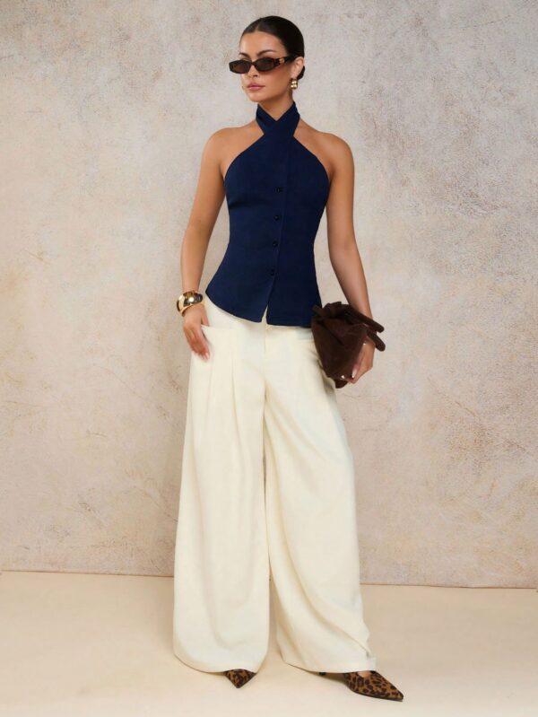 Elegant Criss-Cross Halter Neck Camisole