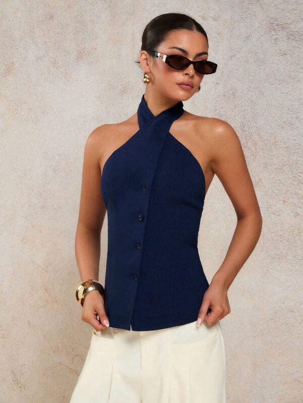 Elegant Criss-Cross Halter Neck Camisole