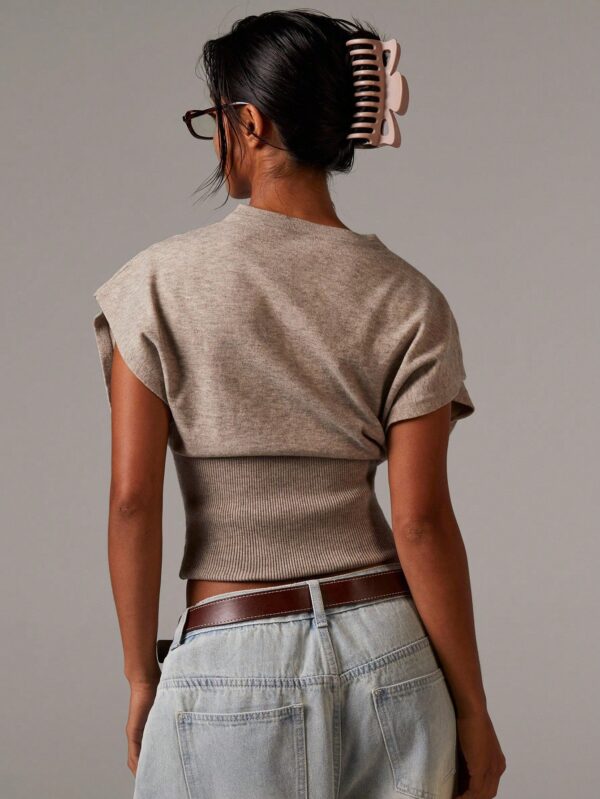 Casual Minimalist Button-Front Batwing Sleeve Knit Sweater Vest