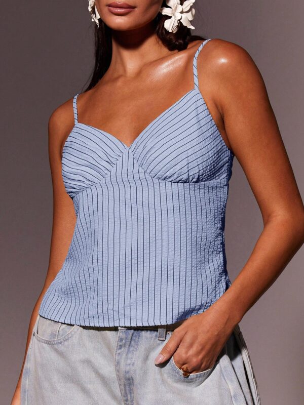 Fashion Casual Textured Striped Camisole Top