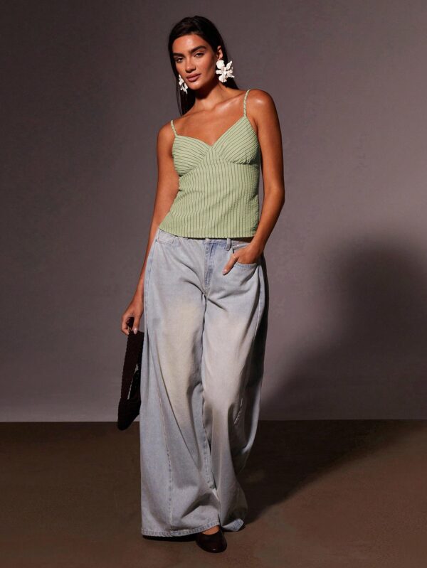 Fashion Casual Textured Striped Camisole Top