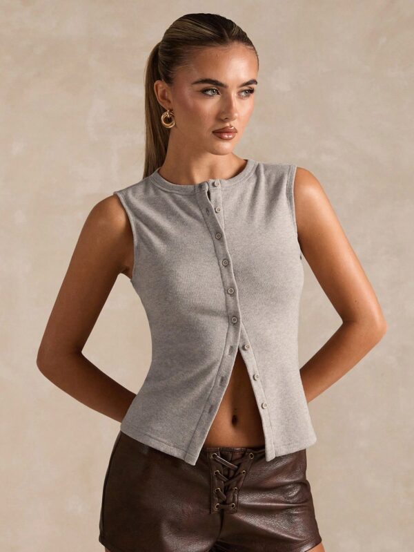 Sleeveless Button Top