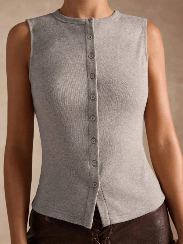 Sleeveless Button Top