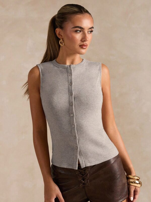 Sleeveless Button Top