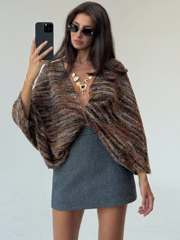 Striped Twist Knot Long Sleeve Pullover Sweater