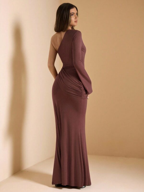 Asymmetrical Neck Hollow Front Long Sleeve Bodycon Dress