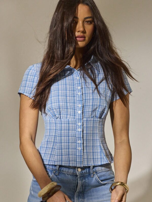 Button Up Plaid Gingham Shirt