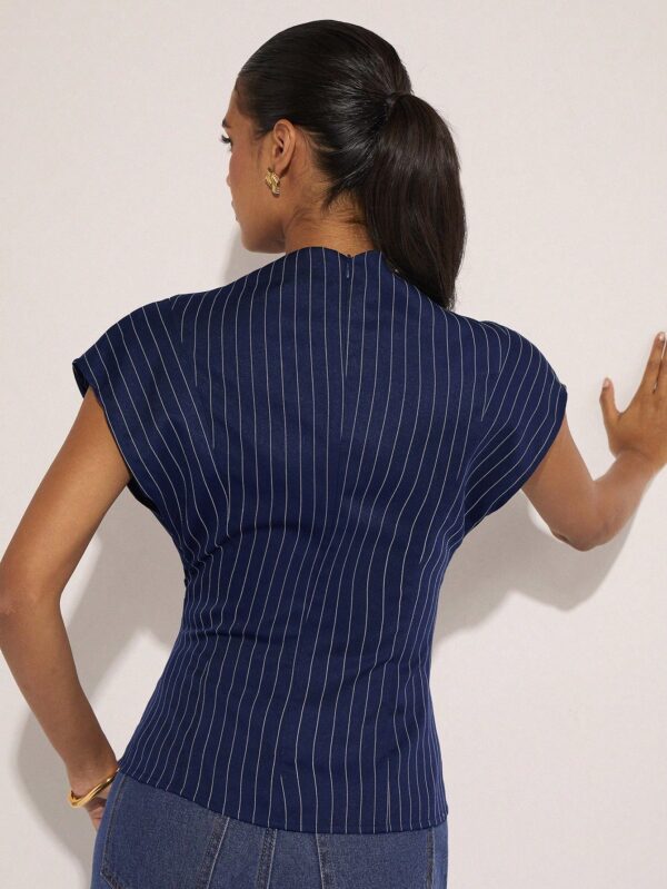 Striped Batwing Short Sleeve Blouse