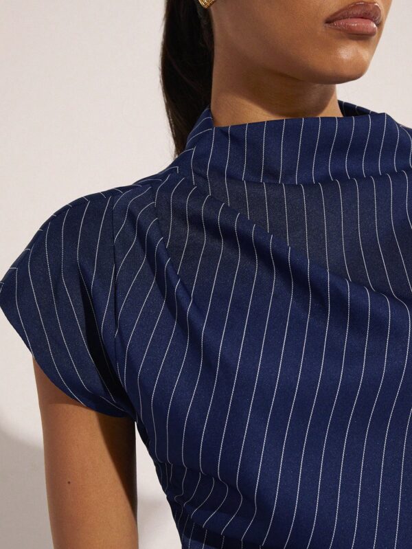 Striped Batwing Short Sleeve Blouse